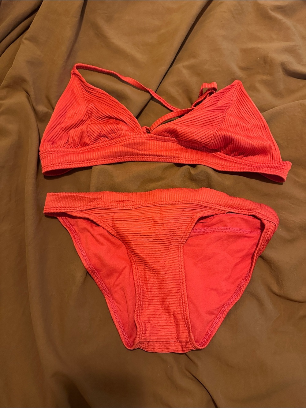 Xhilaration Red Ribbed Bikini top